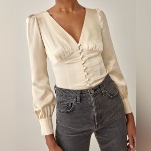 NWT Reformation - Cadence Silk Top - Almond XS